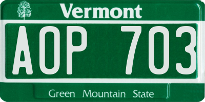VT license plate AOP703
