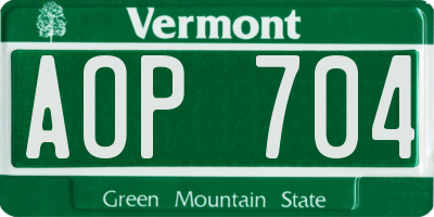 VT license plate AOP704