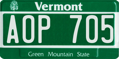 VT license plate AOP705