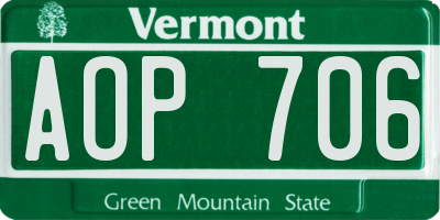 VT license plate AOP706