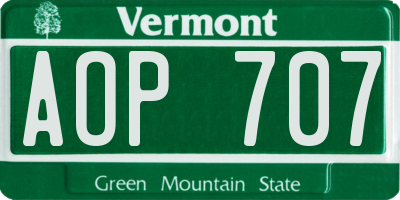 VT license plate AOP707