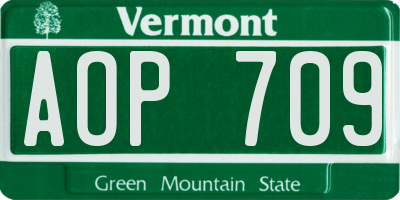 VT license plate AOP709