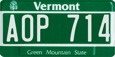 VT license plate AOP714