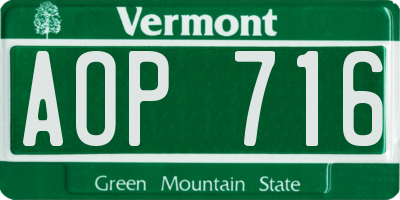VT license plate AOP716