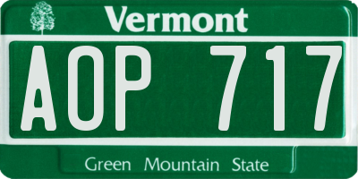 VT license plate AOP717
