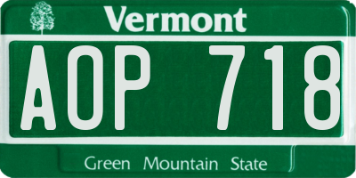 VT license plate AOP718