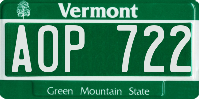 VT license plate AOP722