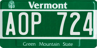 VT license plate AOP724