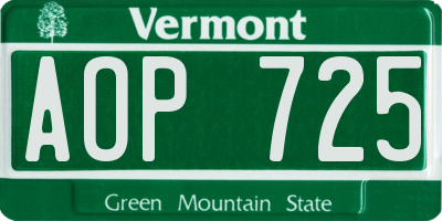 VT license plate AOP725