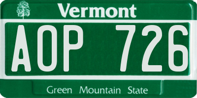 VT license plate AOP726