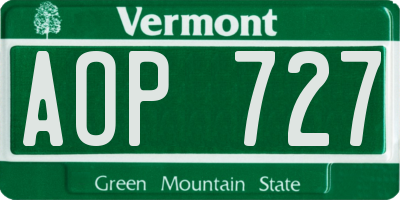 VT license plate AOP727