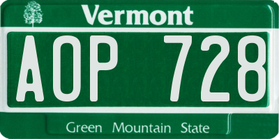 VT license plate AOP728