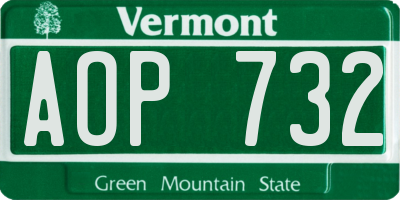 VT license plate AOP732