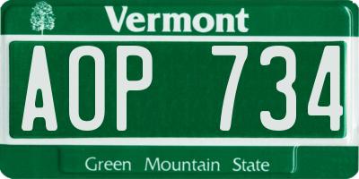 VT license plate AOP734