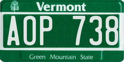 VT license plate AOP738