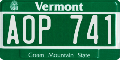 VT license plate AOP741