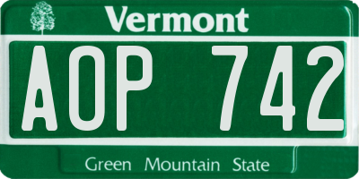 VT license plate AOP742