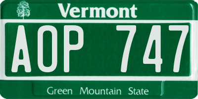 VT license plate AOP747