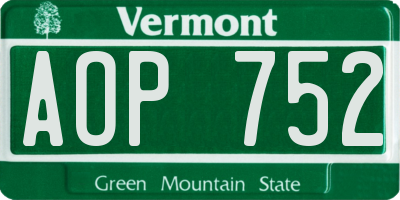 VT license plate AOP752