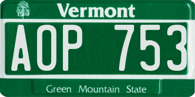 VT license plate AOP753