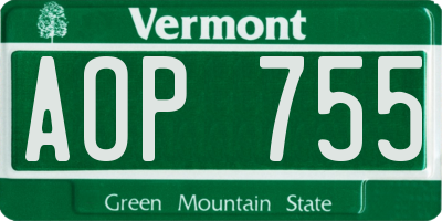 VT license plate AOP755
