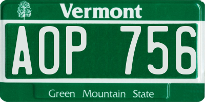 VT license plate AOP756