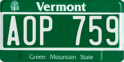 VT license plate AOP759