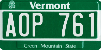 VT license plate AOP761