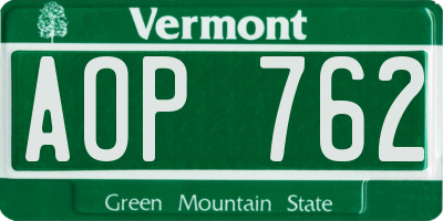 VT license plate AOP762