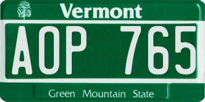 VT license plate AOP765