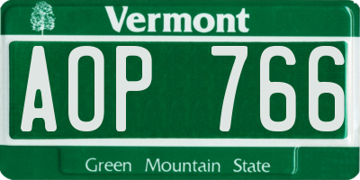 VT license plate AOP766