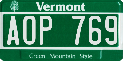 VT license plate AOP769