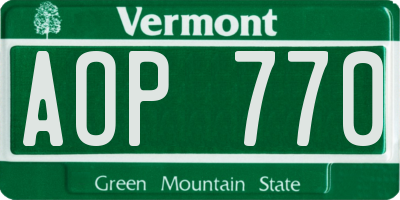 VT license plate AOP770
