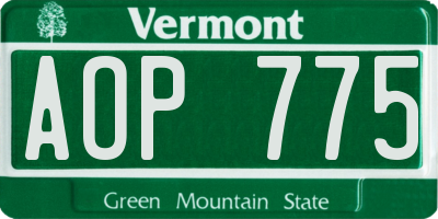 VT license plate AOP775