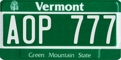 VT license plate AOP777