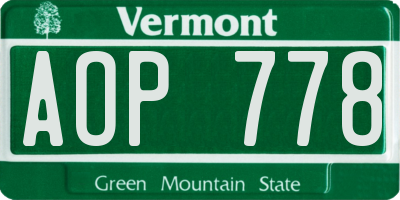 VT license plate AOP778
