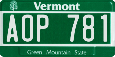 VT license plate AOP781