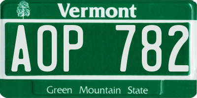 VT license plate AOP782