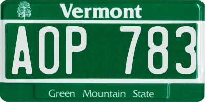 VT license plate AOP783