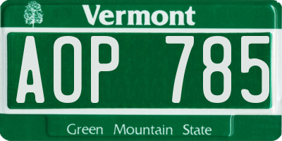 VT license plate AOP785