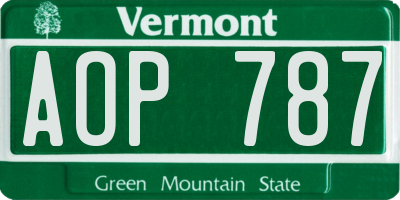 VT license plate AOP787