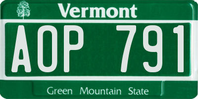VT license plate AOP791