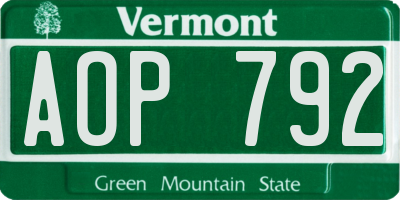 VT license plate AOP792