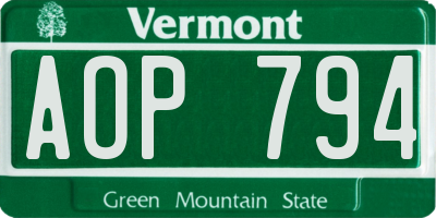 VT license plate AOP794