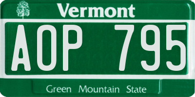 VT license plate AOP795