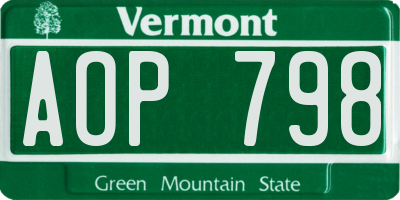 VT license plate AOP798
