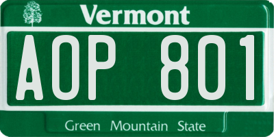 VT license plate AOP801