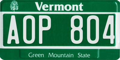 VT license plate AOP804