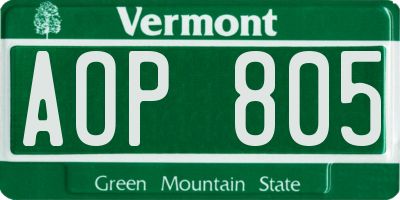 VT license plate AOP805