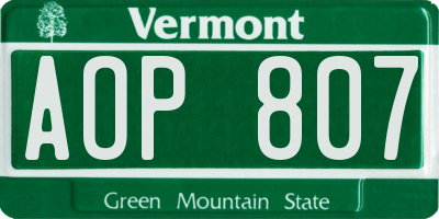 VT license plate AOP807